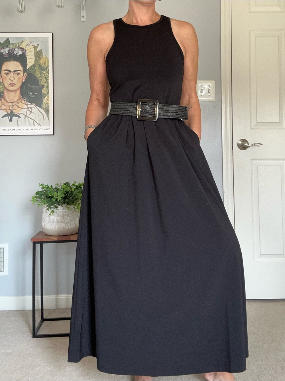 Women’s Black Cutout Mixed Media dress- Lou & Grey
